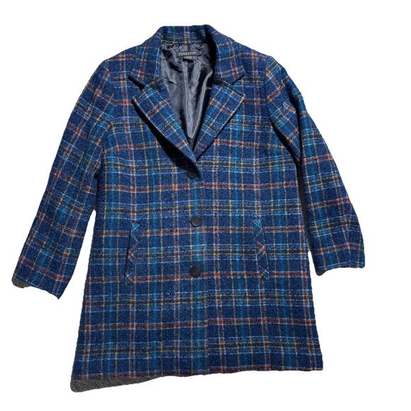 Pendleton Jackets & Blazers - Pendleton Blue Plaid Virgin Wool Mohair Lambs Wool Pea Coat Womens 8